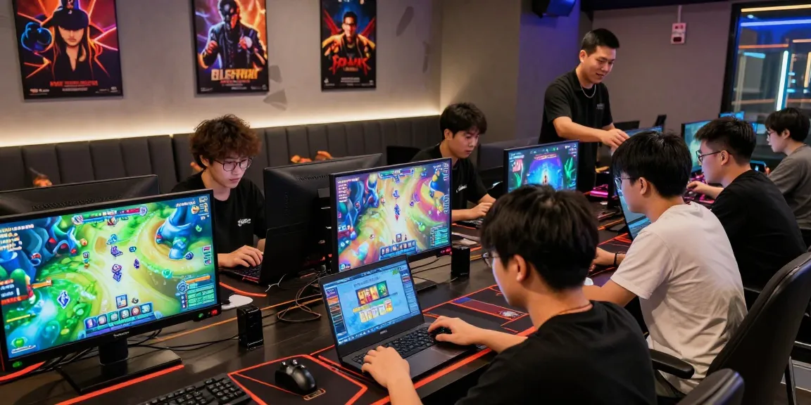 Players enjoy thrilling online card games at gamebaidoithuong.is in a vibrant gaming lounge.