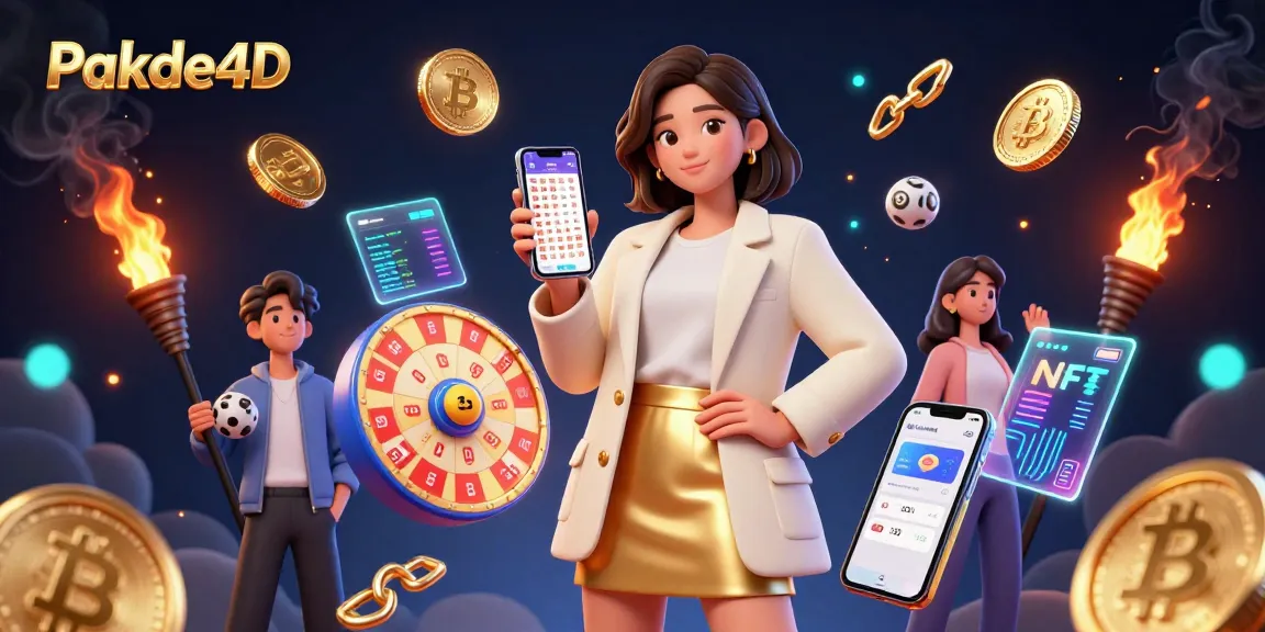 Experience Pakde4D's engaging lottery platform through an immersive digital scene featuring vibrant elements.