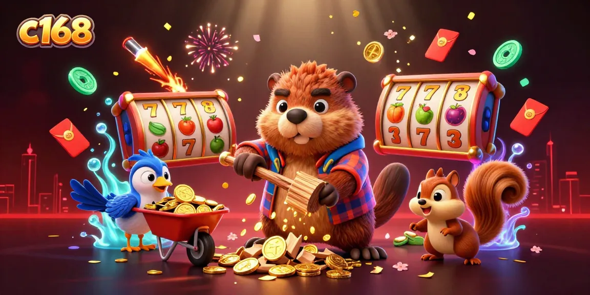 Catch big wins with c168's lively casino scene showcasing characters and vibrant gaming elements.