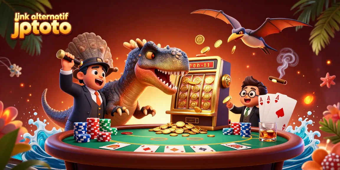 Experience the excitement with link alternatif jptoto as characters celebrate a jackpot payout in a vibrant casino scene.