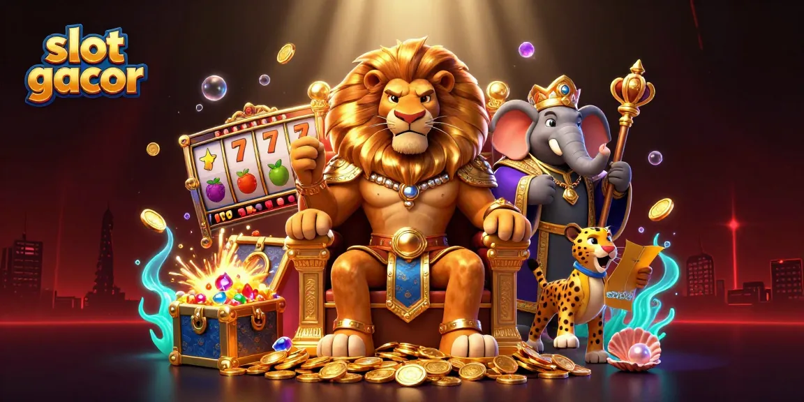 Jelajahi slot gacor dengan gulungan slot dan simbol keberuntungan dalam ilustrasi kasino