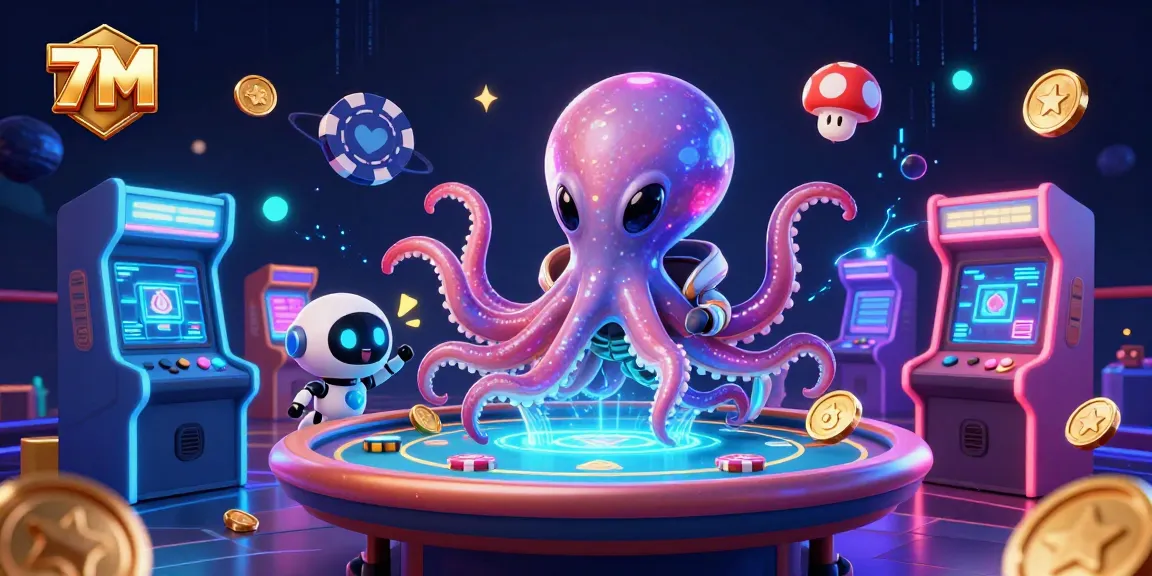 Engage in thrilling poker with 7M under the twinkling cosmos as alien characters play.
