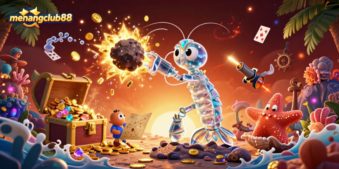 Experience excitement with menangclub88 as a galactic samurai defeats an asteroid bursting with gems and coins in an epic scene.