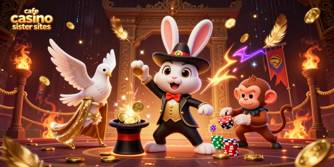 Engage in thrilling wins at cafe casino sister sites with a vibrant 3D illustration of gaming excitement.