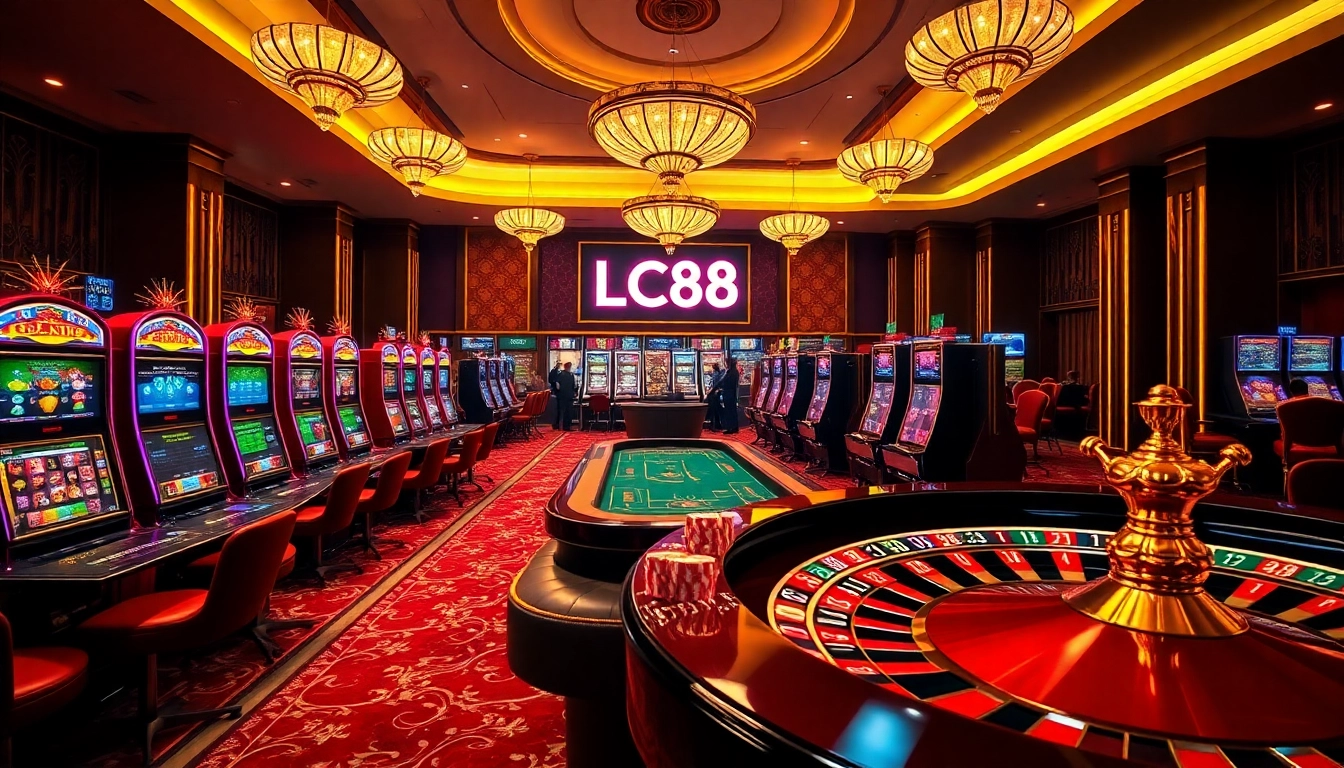 Experience the excitement of gambling at Trang chủ LC88 with vibrant casino visuals.
