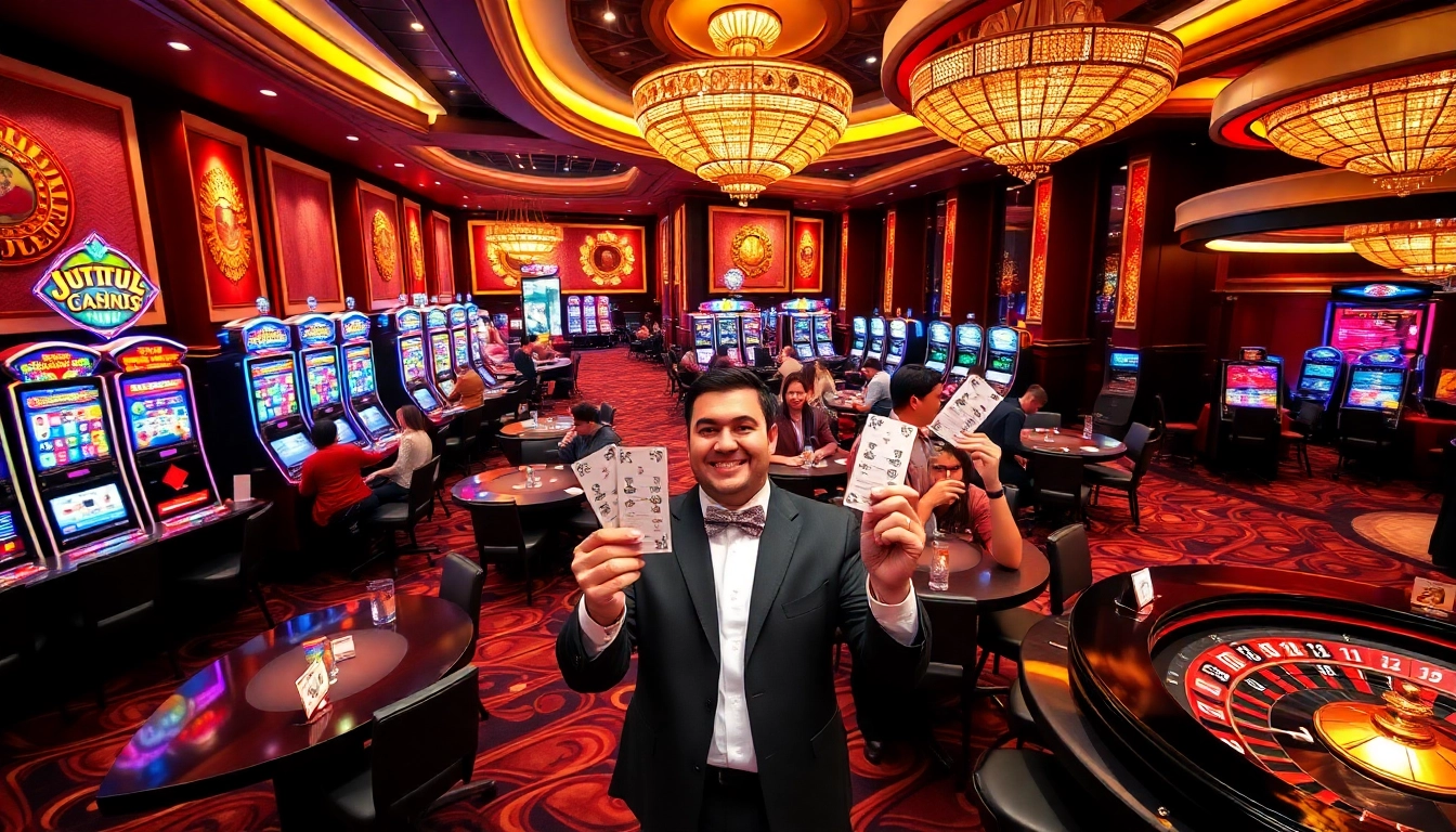 Rayakan kemenangan Datuk Anda di kasino mewah dengan para pemain bersemangat di mesin slot dan meja poker.