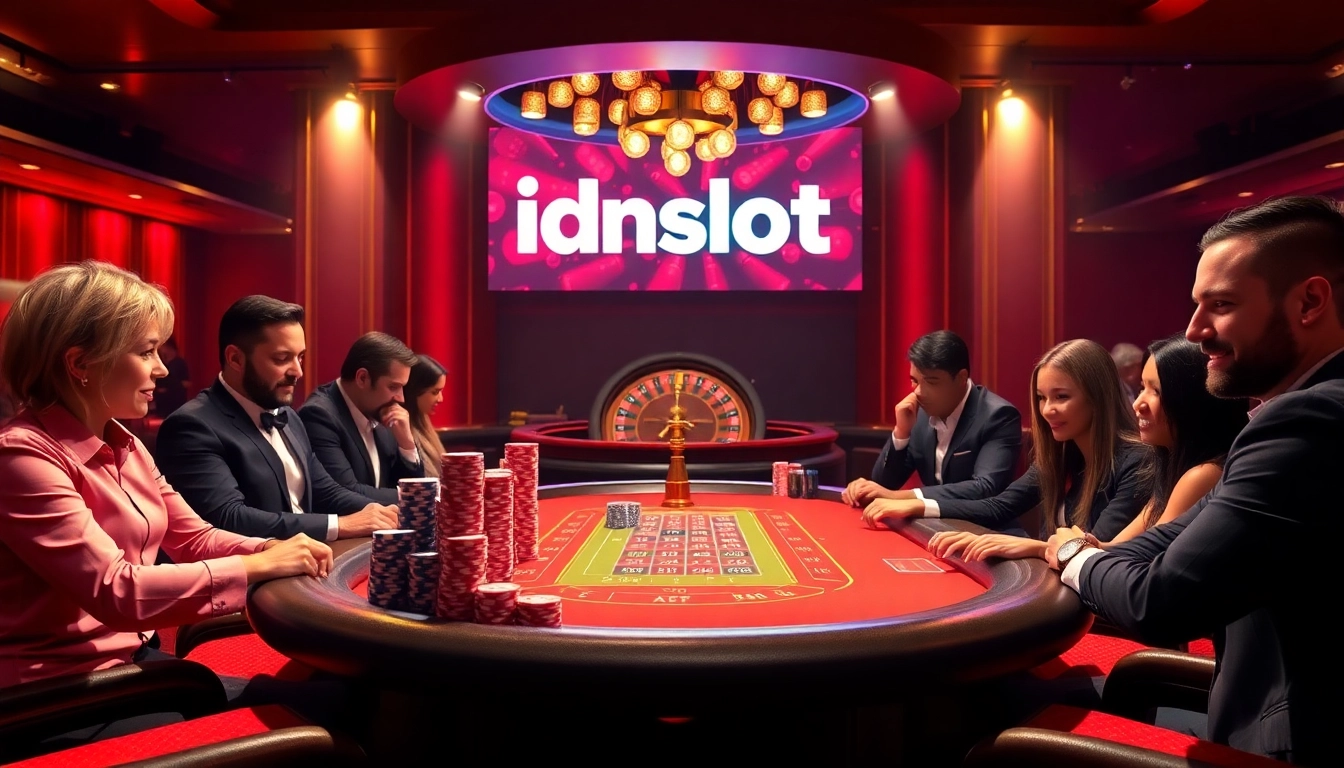 Intensely strategizing at the idnslot poker table in a luxurious casino environment.